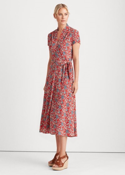 Ralph Lauren Floral Crepe Midi Kjole Dame Danmark (EHRKO8430)